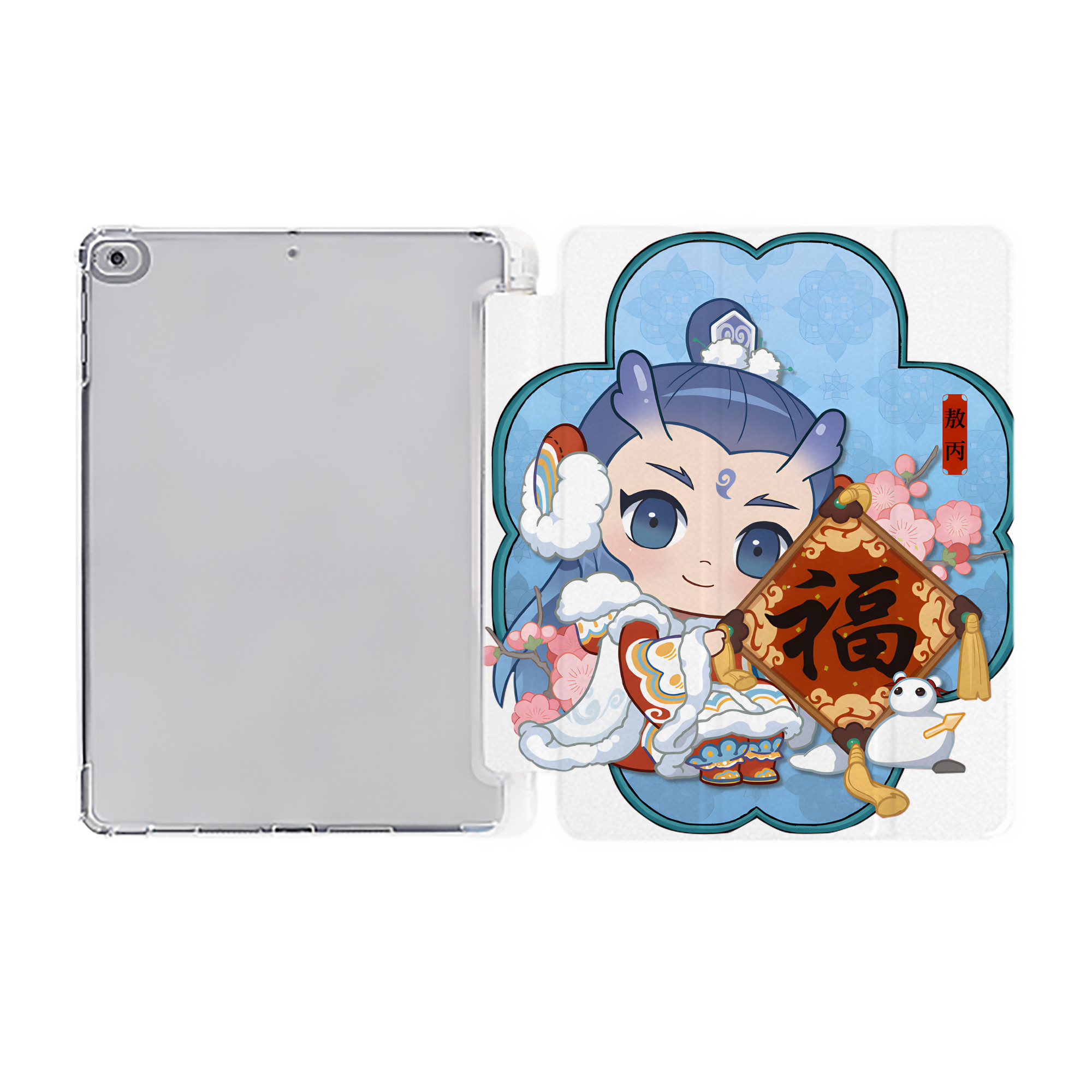 （画像用） Ne Zha 2 ナタ 魔童の大暴れ IPad ケース ペン収納付き 三つ折りスタンド PUレザー×シリコン 対応機種9.5/10.5/10.9インチ